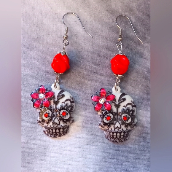 Handmade Sugar Skull Jewelry Set - Picture 2 of 6